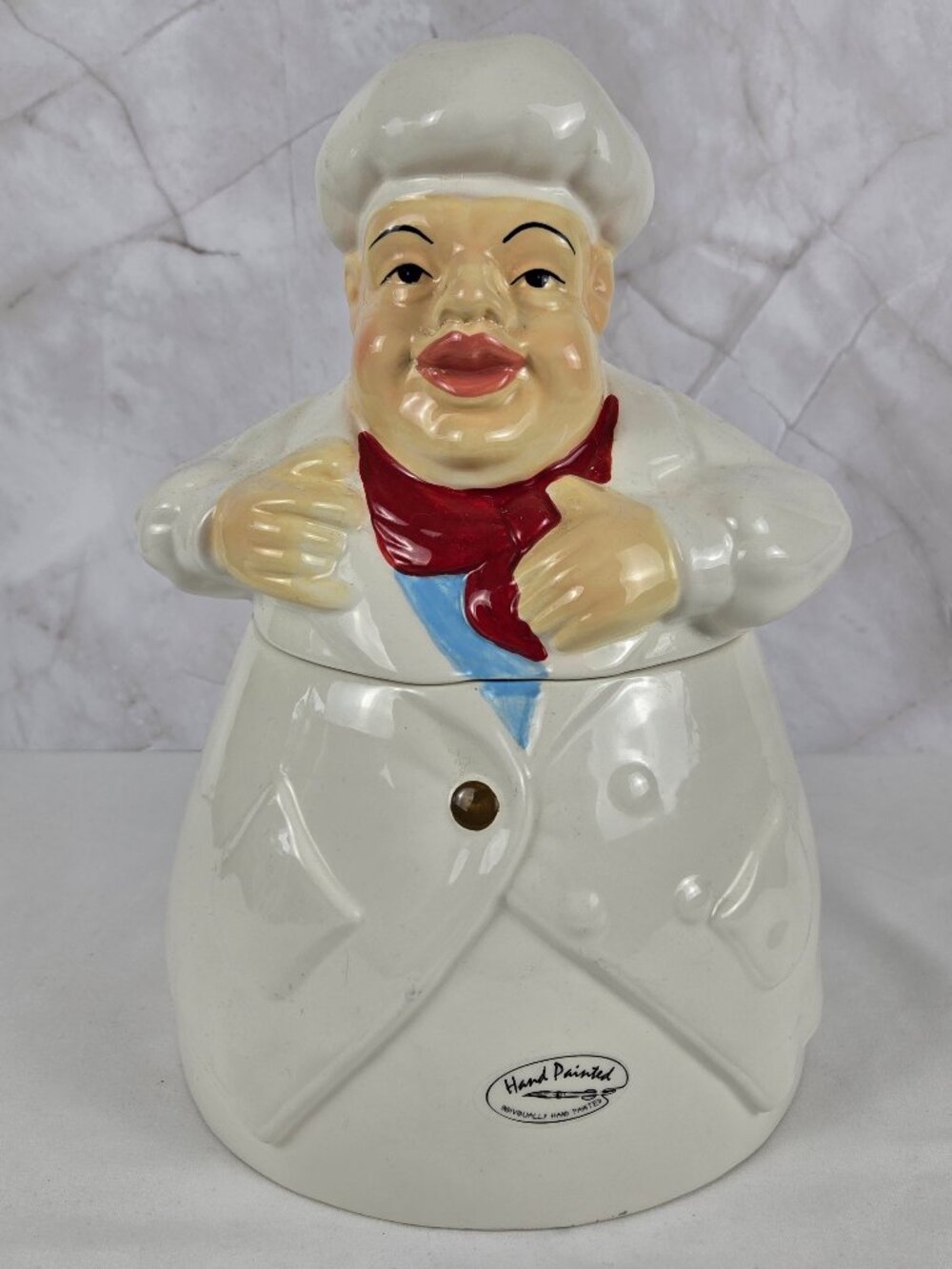 Caso Vero by ACK Happy Baker Cookie Jar Hand Painted Ceramic Funny Whimsical